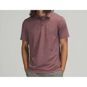 Lululemon Evolution Short Sleeve Polo Shirt Heathered Red Merlot Size Medium